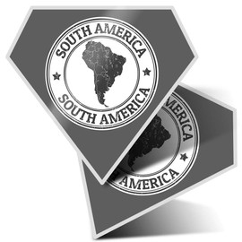 2 x Diamond Stickers 7.5 cm BW - South America Map Travel Argentina Fun Decals for Laptops,Tablets,Luggage,Scrap Booking,Fridges, #40193