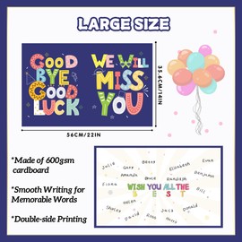 Yoqipati We Will Miss You Card, Jumbo Farewell Card with Envelope Goodbye Good Luck Retirement Card Guest Book for Coworkers, Bosses, and Friends Going Away Party(14x22inch)