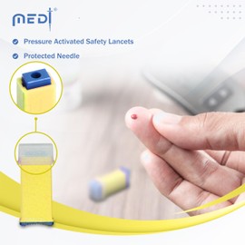 Medt - Pressure Activated Safety Lancets (26g 1.8mm), Gamma Ray Sterilized, Ideal for Blood Testing, Single Use and Gentle for Comfortable Testing - 20 Boxes of 100ct Bulk