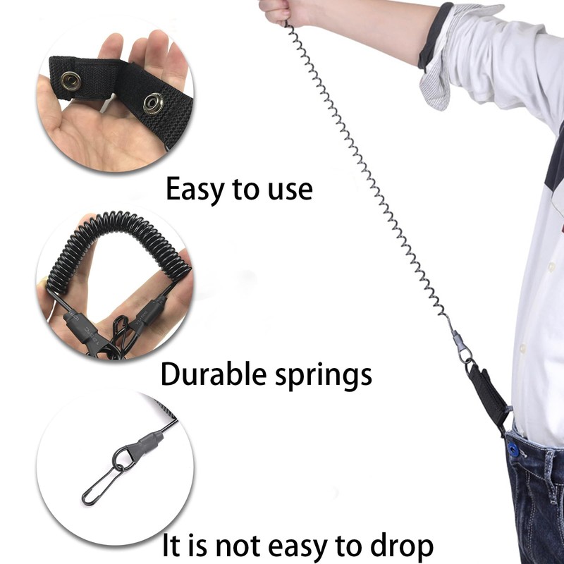 2Pcs Quick Rebound Secure Spring Lanyard Anti-Lost Spiral Spring Coil