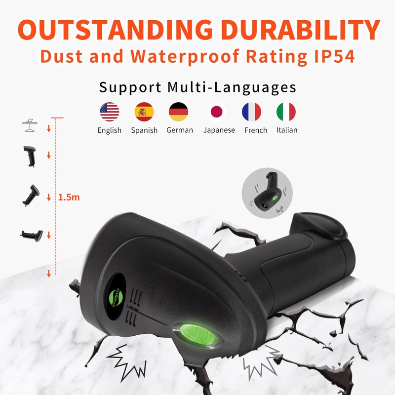 AothBest Handheld Barcode Scanner, Wired Automatic QR Code Scanner Supports