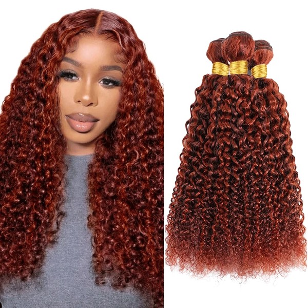 P33/350 Bundle Highlight Ginger Brown Curly Wave Human Hair Bundles