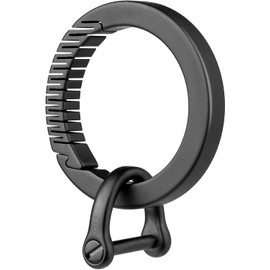 TISUR Men's Titanium Carabiner for Keycase Keychain with Key Ring (1 Black/Round Carabiner + 1 D-ring)