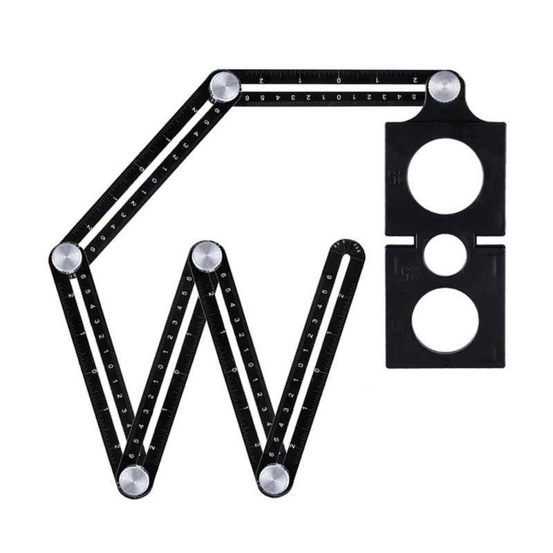 6 Fold Ruler Aluminum Alloy Portable Lightweight Black Folding Multi