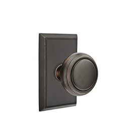 Emtek Privacy Set, Rectangular Rosette, Norwich Knob, Oil Rubbed Bronze US10B