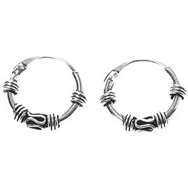 WINDALF Ebony Small Hoop Earrings 11mm 925 Sterling Silver, Silver