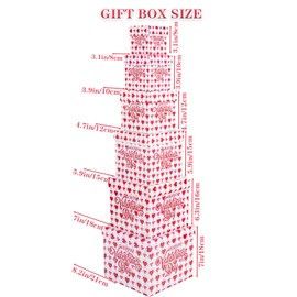 JWSCYSY JWSCYSY 6PCS Valentine's Day Nesting Gift Boxes with Lid, Square Gift Boxes with Ribbon, Decorative Boxes Assorted Size for Valentine's Day Presents Wrapping, Party Favor Boxes (White)