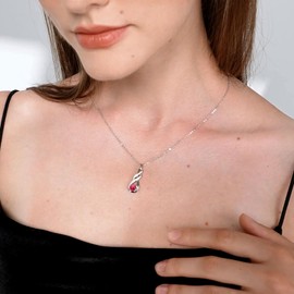 LOCIBLO July Birthstone Necklaces for Women 925 Sterling Silver Infinity Pendant White Gold Red Created Ruby Necklace Jewelry for Her, 16"+2"