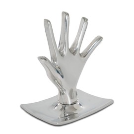 Dycmetal - Organizador de Joyas con Forma de Mano, plato joyero exhibidor, Porta anillos de pewter