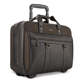 Solo New York Macdougal Rolling Laptop Bag. Rolling Briefcase for Women and Men. Fits Up to 17.3 Inch Laptop - Espresso, Olive Green, 14" x 17.8" x 6.3" (EXE935-3U2)