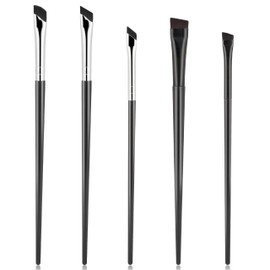 5 Pack Eyebrow Brush and Eyeliner Brush Set – Ultra-Thin Slanted Brow Brush and Flat Angle Eye Brow Brush for Precise Makeup and Concealer Application
