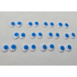 Pair of Zim's 12mm Oval Paste-On Plastic Eyes for Craft Crochet Amigurumi Dolls or Puppets (Pack of 12) (Blue)