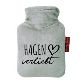 Huuraa Taschenwärmer Hagen verliebt Geschenk 0,2 Liter Grey Mini Veloursbezug Hagen Geschenkidee