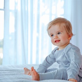 Organic Cotton Baby Sleepsuit - Grey Tiny Whales, 0-3 MTHS