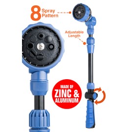 2-Pack with Corvid Adjustable Thumb Control Garden Watering Wand, 19-24 Inch Telescoping Hose Nozzle 8 Spray Patterns, Heavy-Duty Zinc & Aluminum for Precise Watering and Cleaning