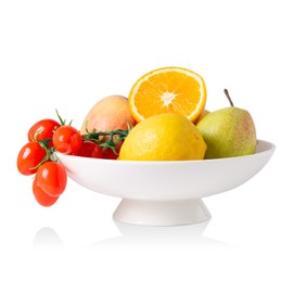 Magclay Ceramic Fruit Bowl, 8.6" Fruit Basket for Kitchen Counter, Decorative Pedestal Bowl for Table Decor, Round Fruit Holder, White