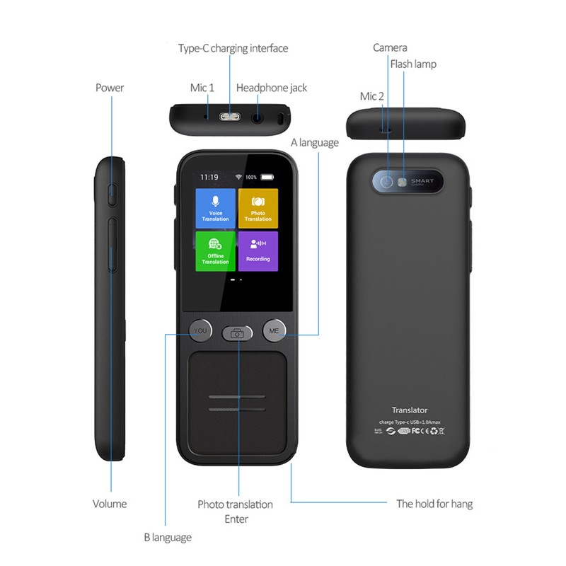 Language Translator Device 134 Online Languages 10 Offline Languages Smart