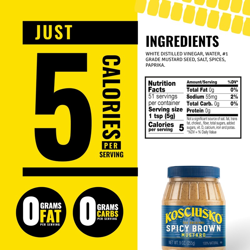 Kosciusko, Spicy Brown Mustard, 9 oz, The Original Spicy Brown