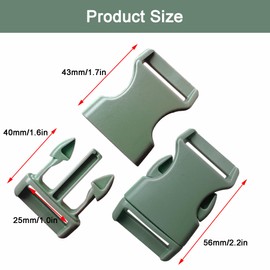 YJFY Pack of 2 Buckles Plastic Click Fastener Plastic Buckles Clips Buckle Buckle for Backpacks, Luggage, Collars for Pets, Green (military green)