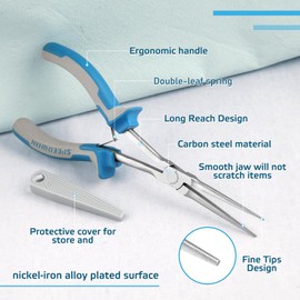 SPEEDWOX Mini Tapered Radio Pliers Long Needle Removal Pliers Lead Pliers Extra Fine No Burrs Tweezers Fishing Pliers Needle Nose Pliers Long Type Long Reach Wire Craft Pliers Wire Loop Pliers Long