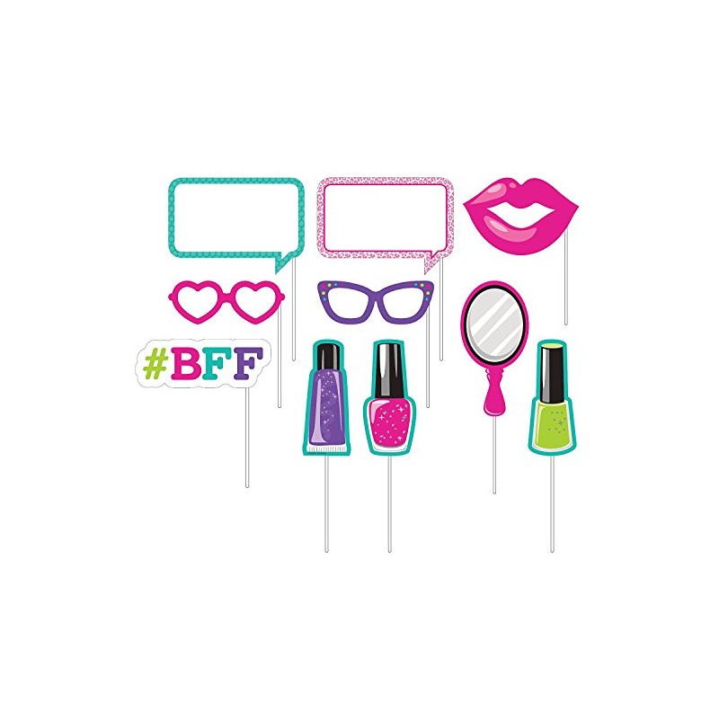 Creative Converting Sparkle Spa Party 10 Assorted Photo Booth Props