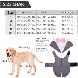 IDOMIK Dog Tuxedo Suit For Small Medium Large Breed, Formal Dog Tuxedo Vest Set With Detachable Bow Ties Collar & Bandana Scarf, Gentle Pet Costume/Dress/Clothes/Shirt For Wedding Birthday Party Black