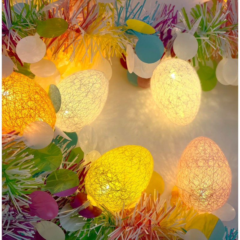 Easter Garland Lighting Decor Glitter Tinsel Spring Garland 6Ft 10