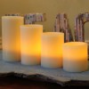 EcoGecko Set of 4 Flameless LED Pillar Candles Timer Real