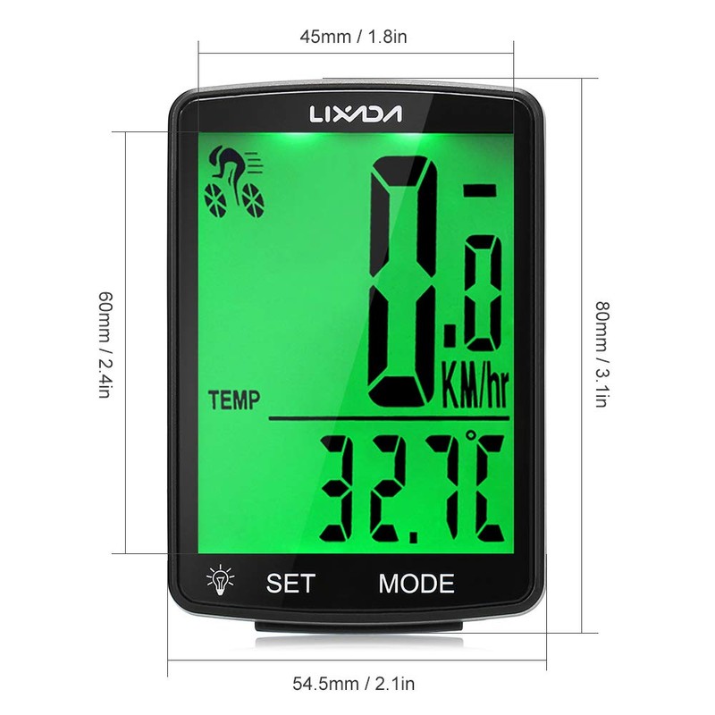 Lixada Bicycle Computer Wireless Multifunctional LCD Screen Bicycle Rainproof Speedometer