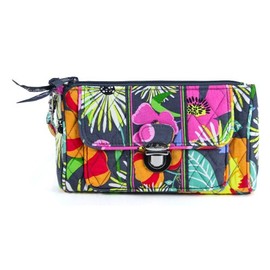 Vera Bradley Pushlock Wristlet in Jazzy Blooms