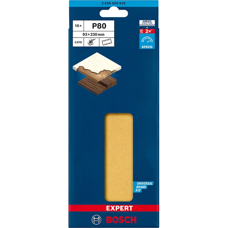 Bosch Professional 10x Expert C470 Sandpaper (for Hardwood, Paint on