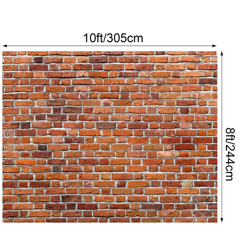 VitalCozy 10x8ft Red Brick Wall Backdrop for Photoshoot Polyester Fabric