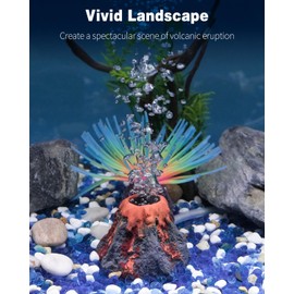 Uniclife Aquarium Volcano Ornament Kit Fish Tank Decoration Mini Resin Volcanic Decor for Fish Tank Landscape Realistic Mountain with Air Stone Bubbler Airline Tubing Accessories for Oxygenation