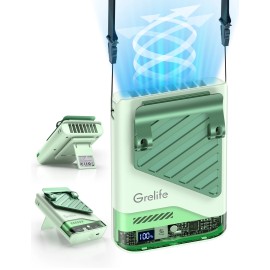 Grelife Portable Cooling Fan Personal Belt Fan  Waist Clip Fan USB Rechargeable - Black