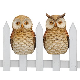 B2S BACK2SEASON Fence Figurine Owl Pair Polyresin Fence Decoration Autumn Decoration Fence Stool Frost-Proof Height = 16 cm Set of 2