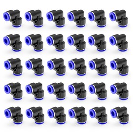 EterMutable 30-PACK 3/8" Tube OD 90 Degree Elbow Push to Connect Fittings,PV-3/8 Union Pneumatic Quick Connect Air Line Push Lock Hose Fittings