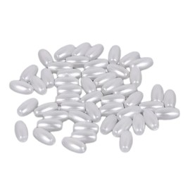 Leliafleury 200Pcs Oval Imitation Pearl Beads ABS White Oval Loose Spacer Beads for Beading DIY Crafts, 4x8mm