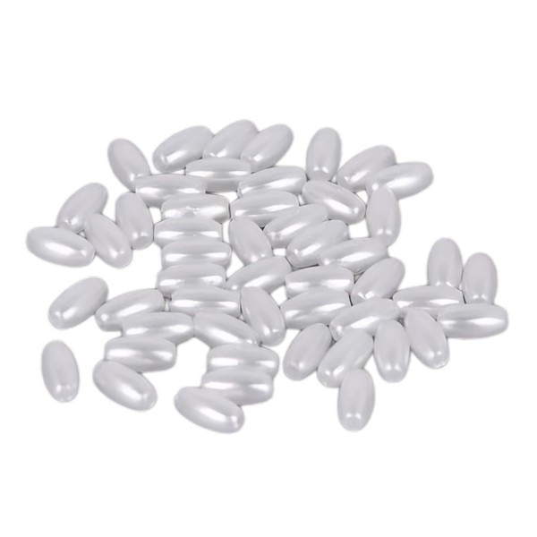 Leliafleury 200Pcs Oval Imitation Pearl Beads ABS White Oval Loose