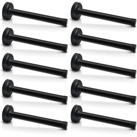 10 Pack Door Stops, Door Stoppers for Wall, 5 Inch Black Door Stop, Stainless Steel, Wall Mounted Modern Long Doorstop with Soft Rubber Bumper
