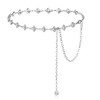Women Crystal Waist Chain Belt, Ladies Silver Rhinestones Long Chain