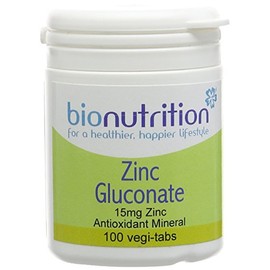 Bio Nutrition Zinc Gluconate - 15mg Zinc - Antioxidant Mineral - 100 vegi-tabs