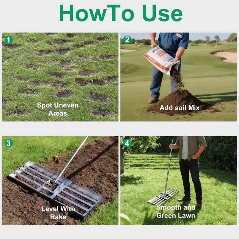 PMKBVI 30" x 10" Lawn Leveling Rake, Heavy Duty 304