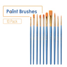 Mr. Pen- Artist Paint Brushes for Acrylic Painting, 10 pcs, Ergonomic Wooden Handle, Synthetic Bristles in Different Sizes & Shapes, Watercolor Brushes