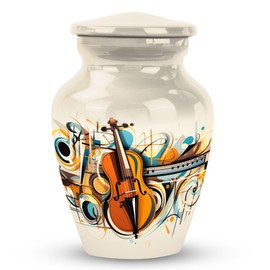 KARYLIZ Violine Funeral Small Urns for Human Ashes Keepsake - Decorative Miniature Urn for Adult Male - Music Lover Dad Urns for Human Adult Female - Mini Urn for Ashes 3 Inch