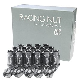 Durax Lightweight Aluminum Wheel Nuts Racing Nuts M12 P1.5 Through Nuts Long Type 20 Piece Set [Titanium]