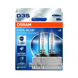 Osram Xenarc Cool Blue® Intense D4S, +150% more brightness, up to 6,200 K, Xenon headlight lamp, LED look, hanging folding box (2 lamps)