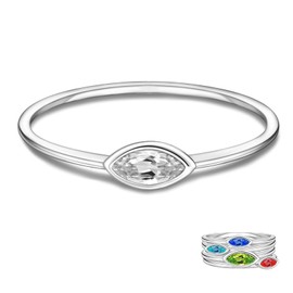 Wenansly Stackable Birthstone Ring for Mother - 925 sterling silver 12 Month Birthstone Ring Mother Daughter Rings Mothers Day Stackable Birthstone Jewelry Gifts for Women, Sterling Silver, No