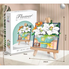 Gerbala Mini Flower Building Blocks Set, Clamping Blocks Sunflower, Clamping Blocks Flowers, Artificial Flowers Construction Kit, DIY Building Toy Sets, Bouquet Building Block for Living Room, Bedroom