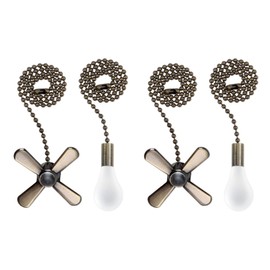 Ceiling Fan Pull Chain - Light Bulb & Fan Pattern Pull Chain Pendant Ceiling Fan Chain, 12 Inches Fan Pulls Chain Extender (4 PCS, Bronze)