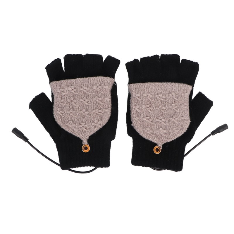 Heated Gloves Fingerless Full Finger Adjustable 3 Gear Black Hand